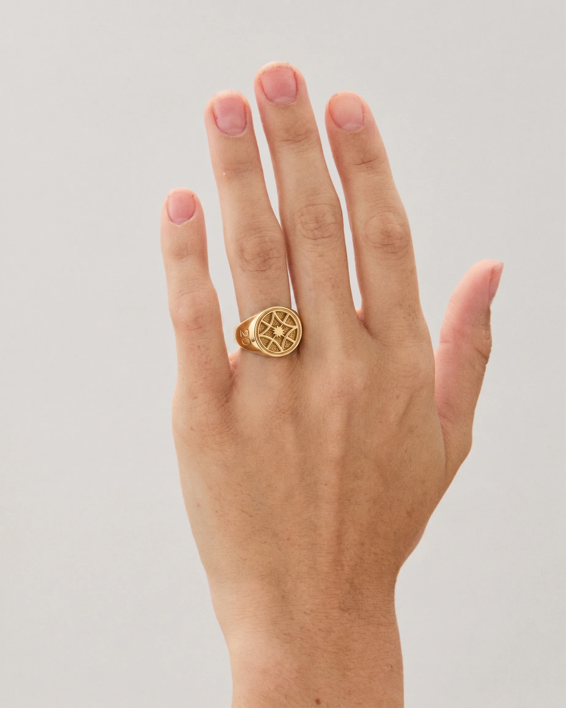 Hewitt class ring worn on a hand