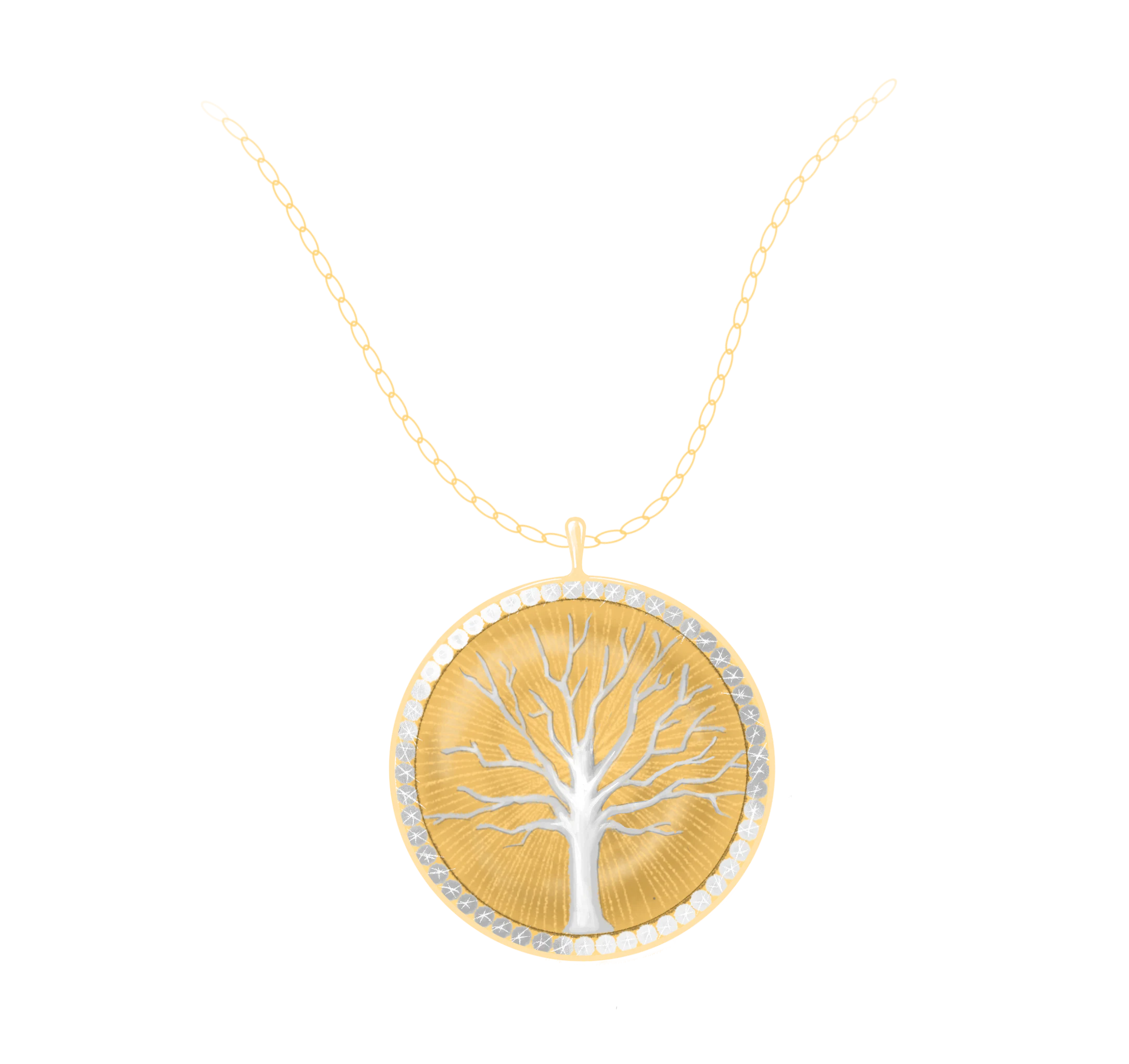 A coloured illustration of the tree medallion