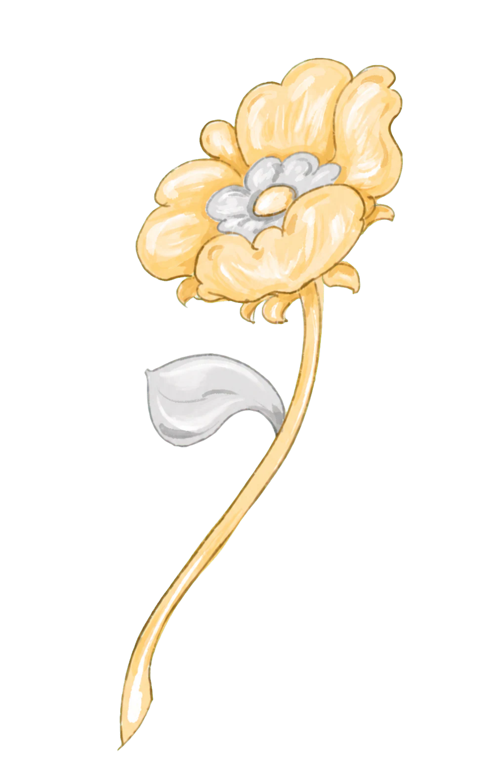 Westover floral lapel pin color rendering