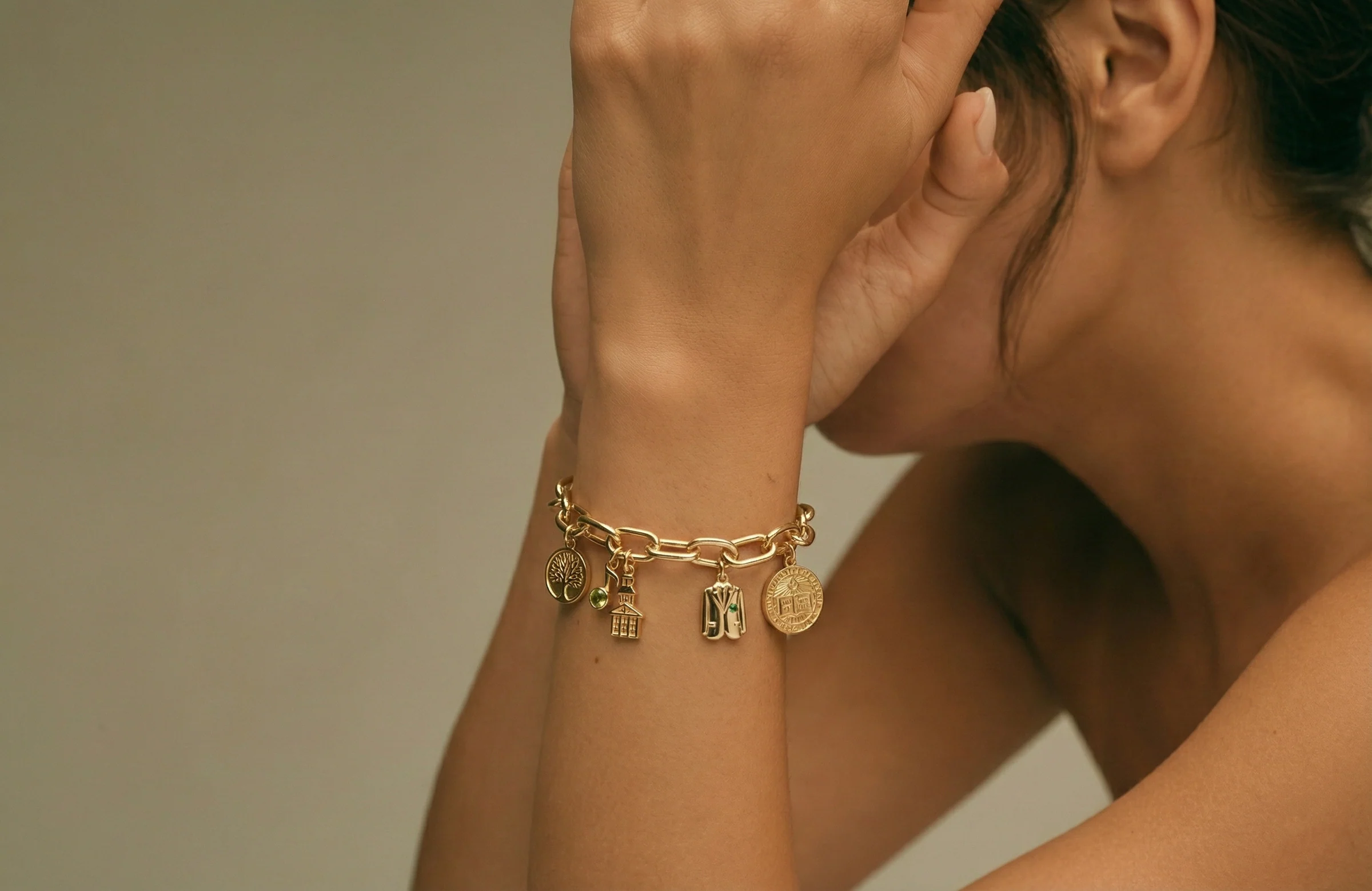 Charm bracelet worn on the wrist