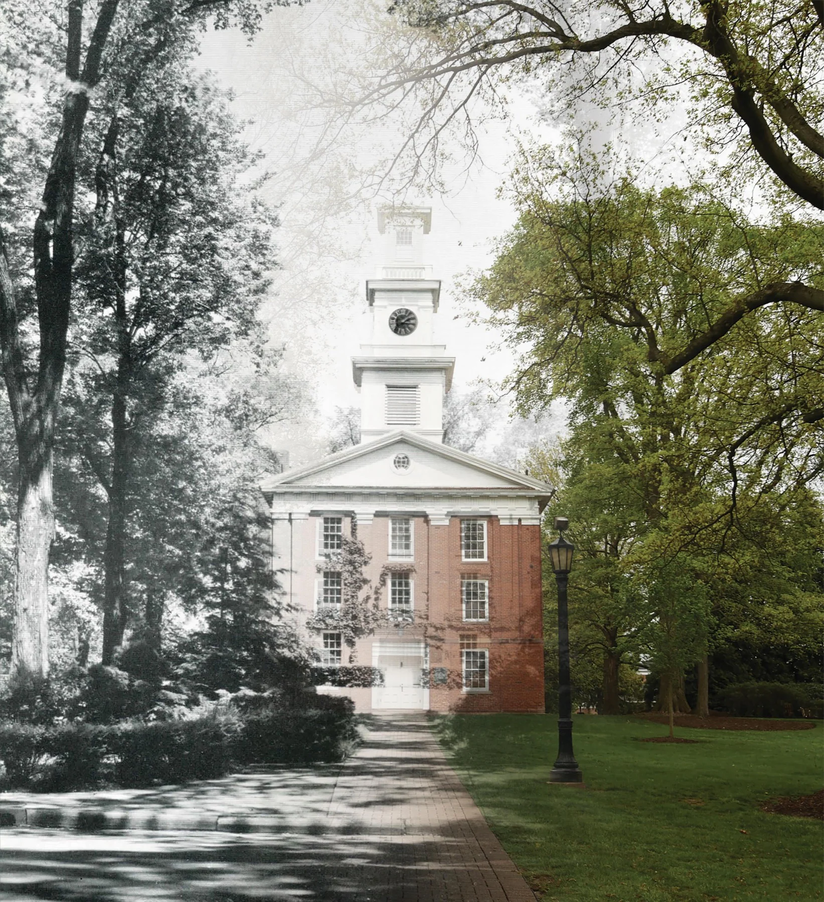 Western Reserve Academy campus building seen through trees